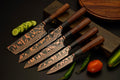 Handmade Damascus Chef Knife Set, Octagon Wood Handle
