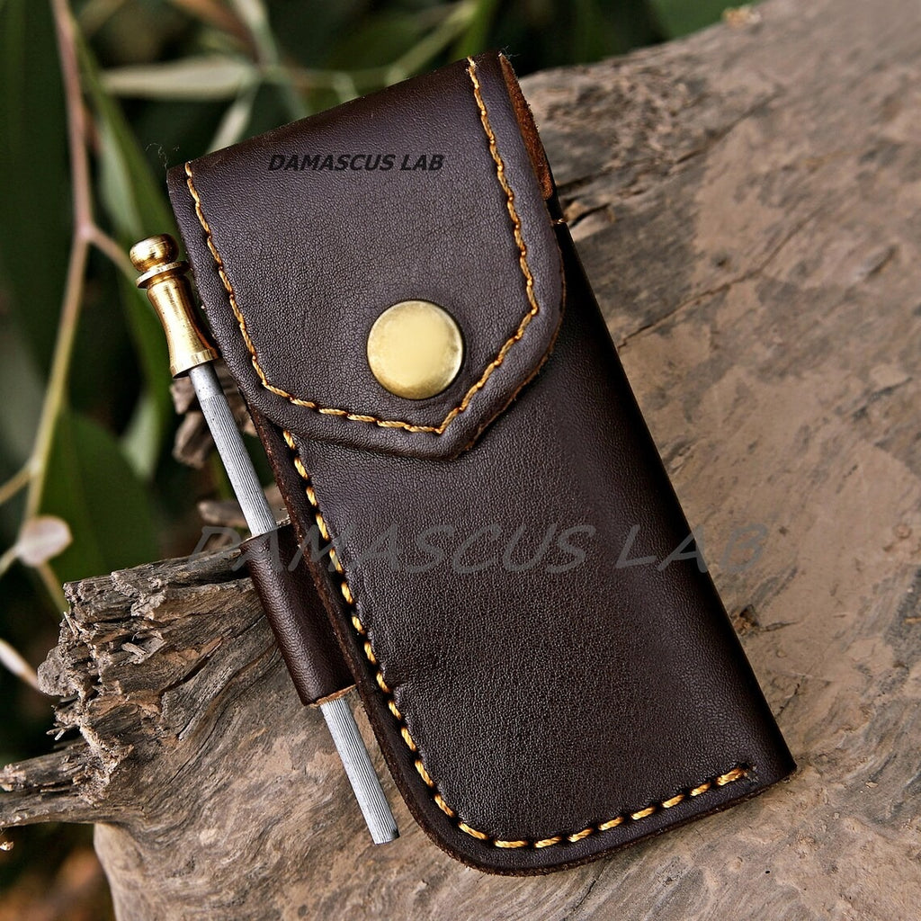 Handmade Damascus Folding Knife, Rose Wood Handle