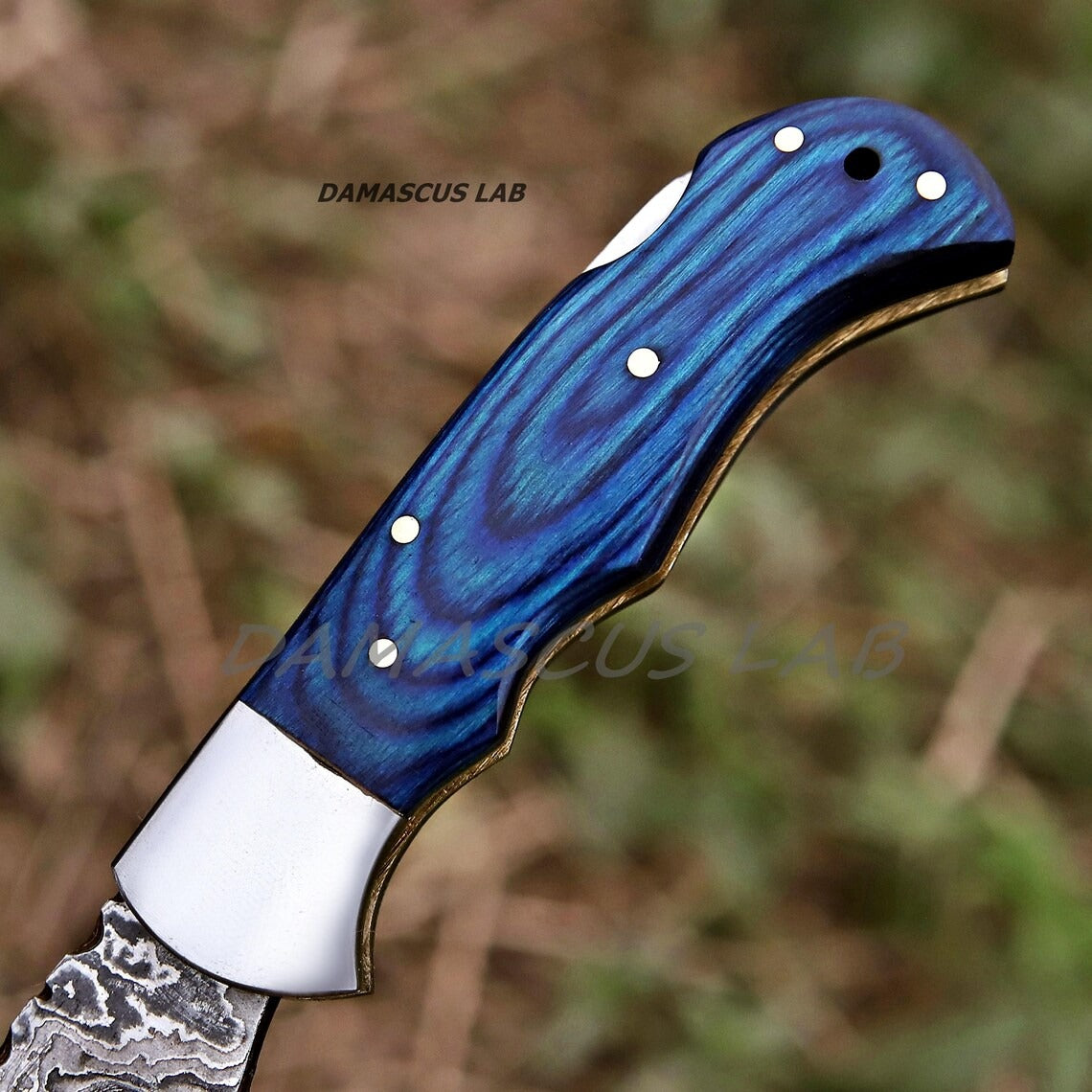 Handmade Copper Damascus Folding Knife