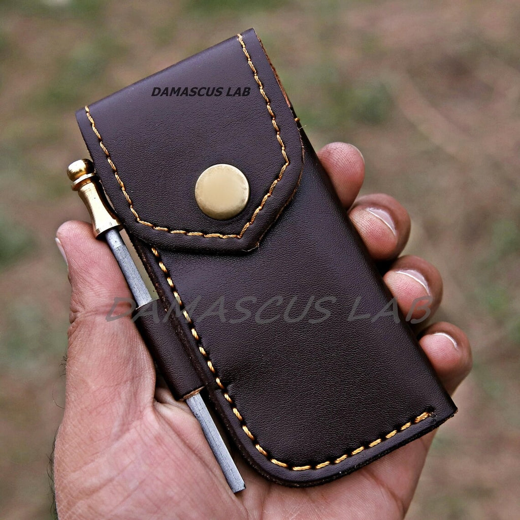 Handmade Copper Damascus Folding Knife