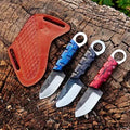 Handmade Carbon Steel Skinner Knife: Pakka Wood Handle, Leather Sheath
