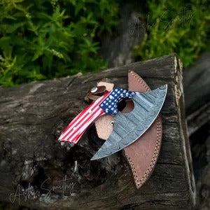 Handmade Damascus Ulu knife, Kitchen Chef Knives, Camping, Adventure Pizza Cutter,