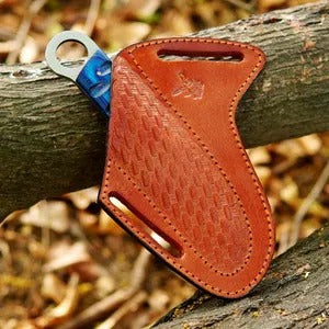 Handmade Carbon Steel Skinner Knife: Pakka Wood Handle, Leather Sheath