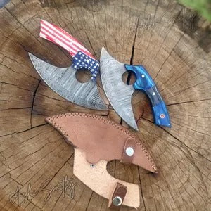 Handmade Damascus Ulu knife, Kitchen Chef Knives, Camping, Adventure Pizza Cutter,