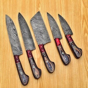 Handmade Damascus Steel Chef Knife Set, Kitchen Knives