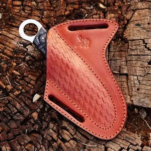 Handmade Carbon Steel Skinner Knife: Pakka Wood Handle, Leather Sheath