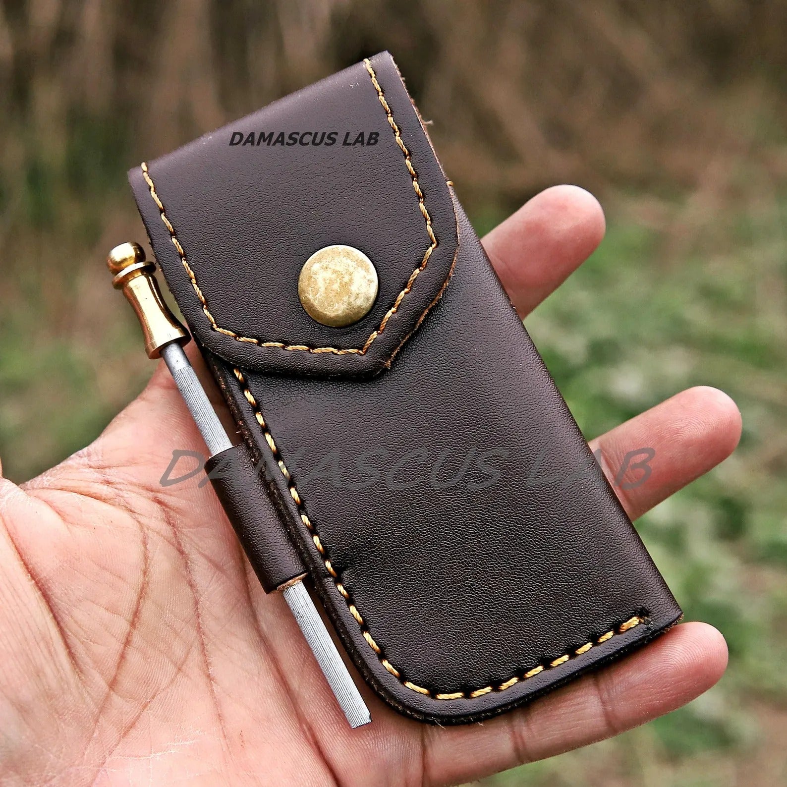 Handmade Damascus Folding Knife, Rose Wood Handle