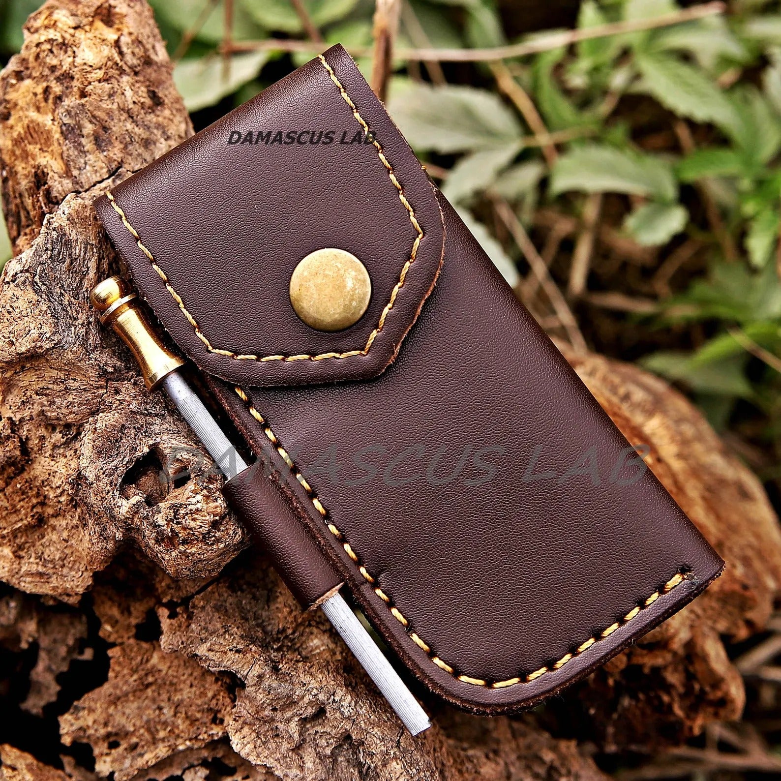 Handmade Copper Damascus Folding Knife