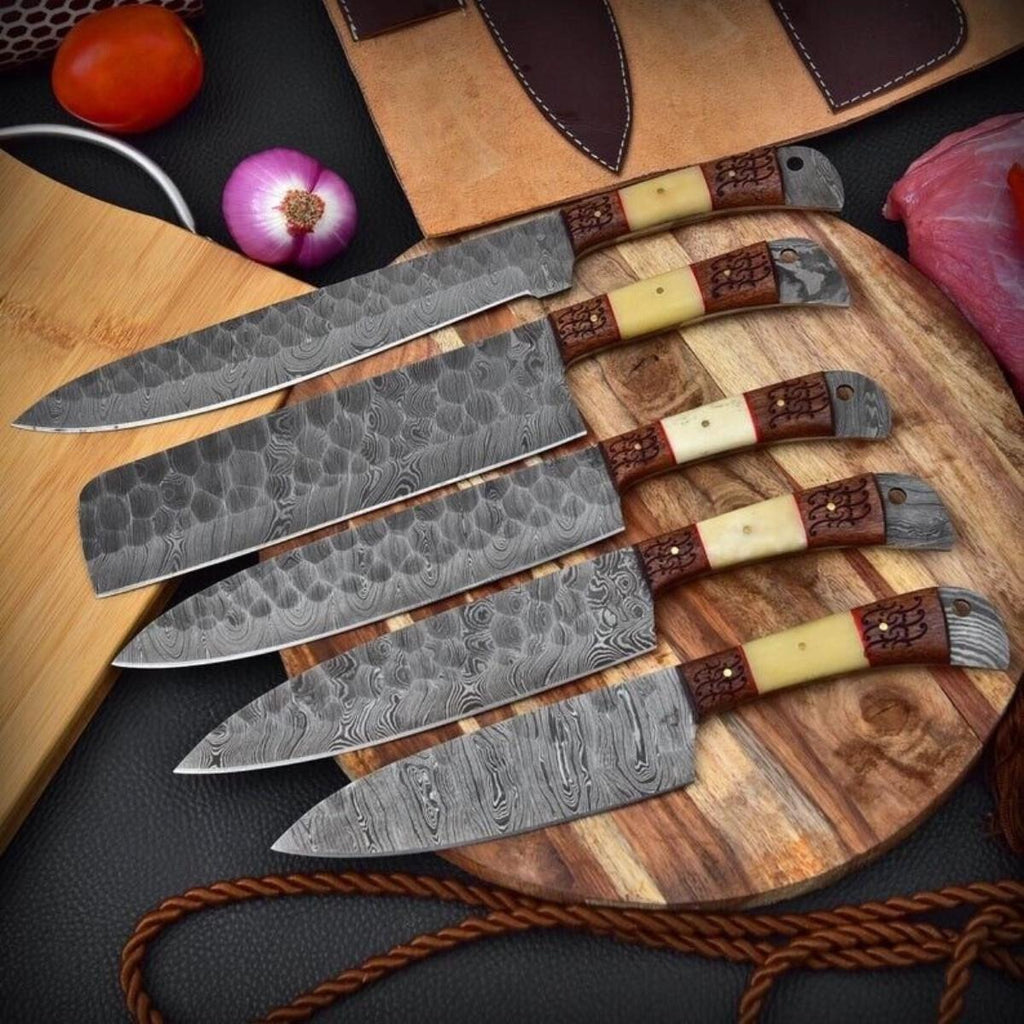 Handmade Damascus Steel Chef Knife Set – Professional Kitchen Knives