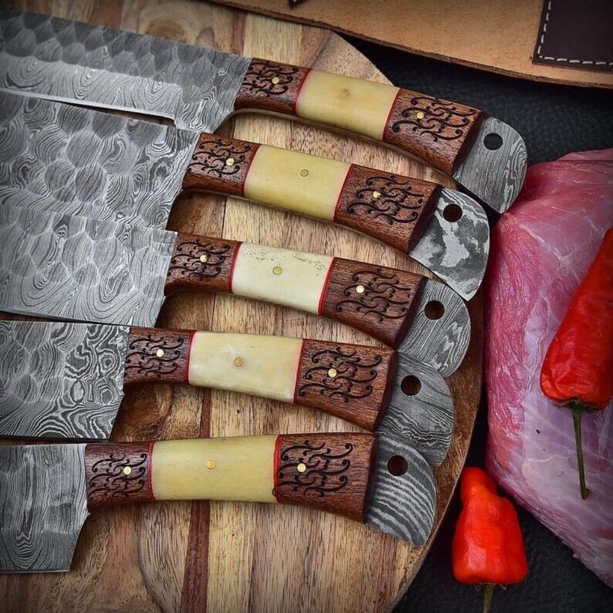 Handmade Damascus Steel Chef Knife Set – Professional Kitchen Knives