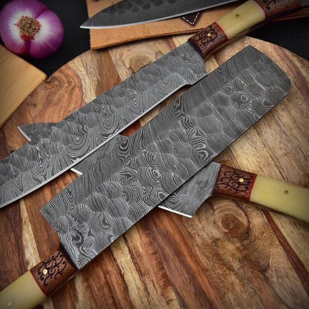 Handmade Damascus Steel Chef Knife Set – Professional Kitchen Knives