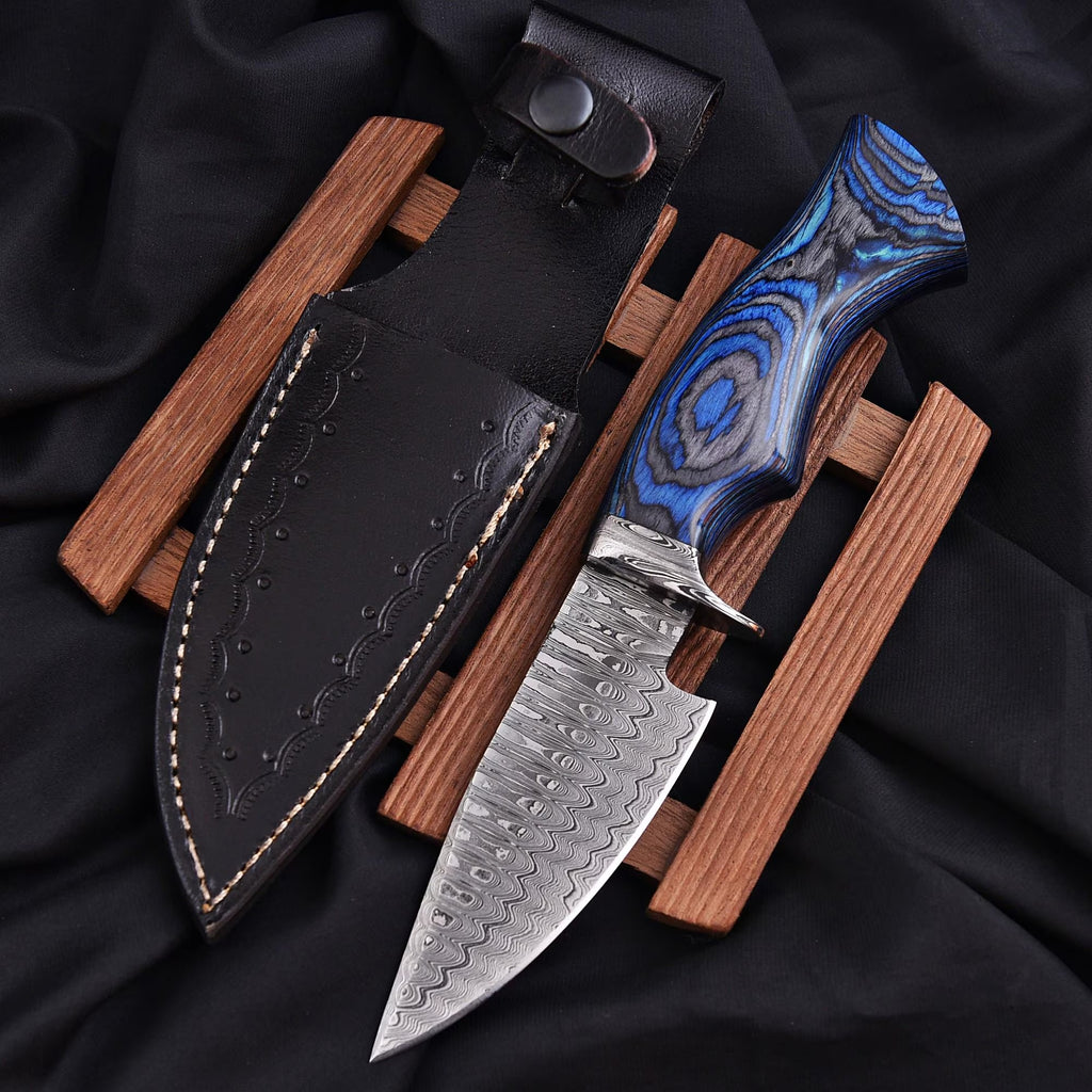 Custom Hand forged Hunting Bobket knife handel paka wood Sheath,outdoor camping