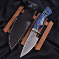 Custom Hand forged Hunting Bobket knife handel paka wood Sheath,outdoor camping
