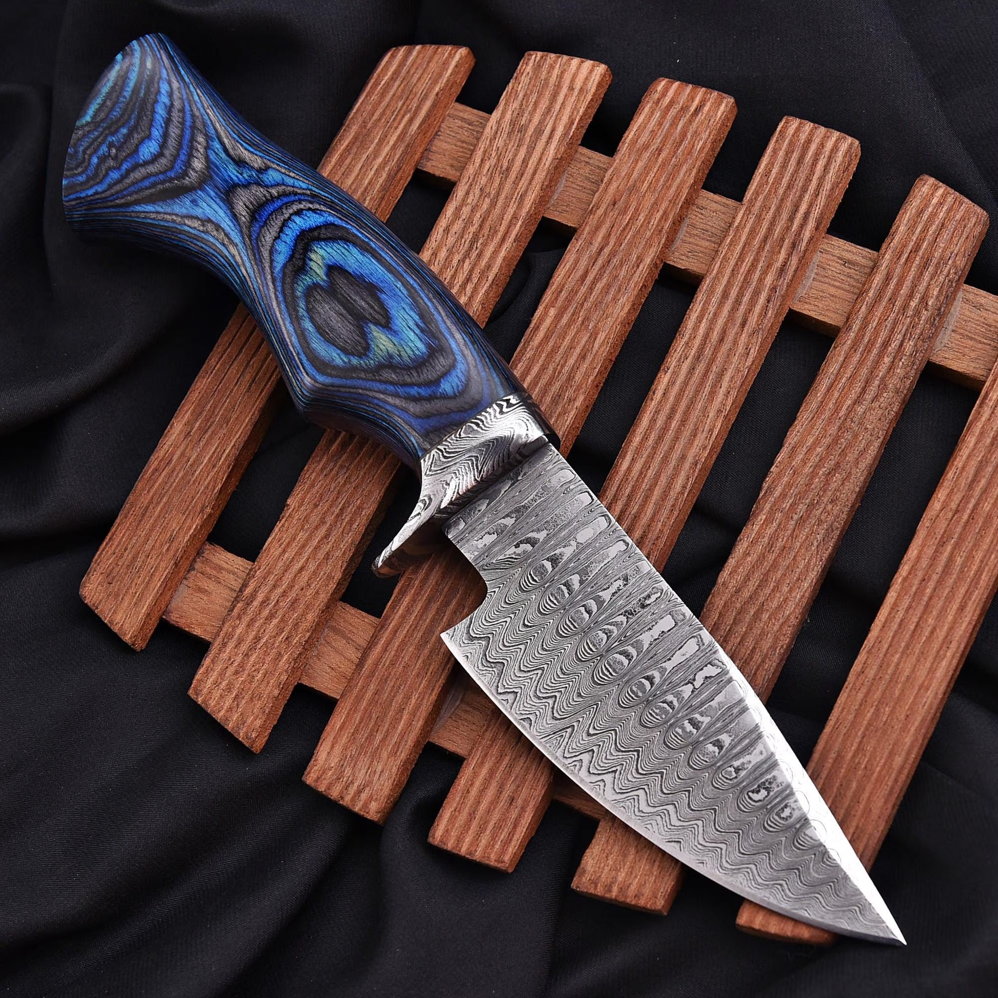 Custom Hand forged Hunting Bobket knife handel paka wood Sheath,outdoor camping
