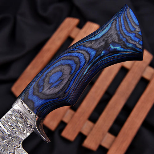 Custom Hand forged Hunting Bobket knife handel paka wood Sheath,outdoor camping